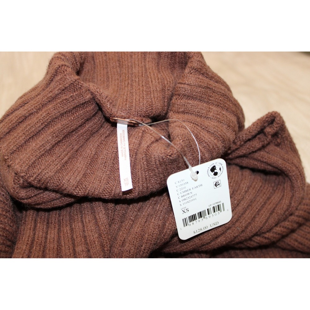 Free People Millie Sweater Mini Dress Ribbed Sleeveless Turtleneck XS Brown - Picture 5 of 7